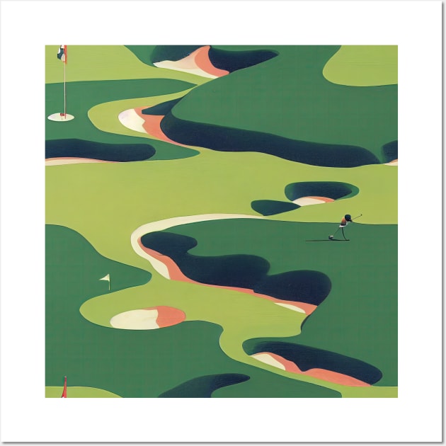 Retro Golf Course with Wes Anderson Colors Wall Art by Motif Mavens